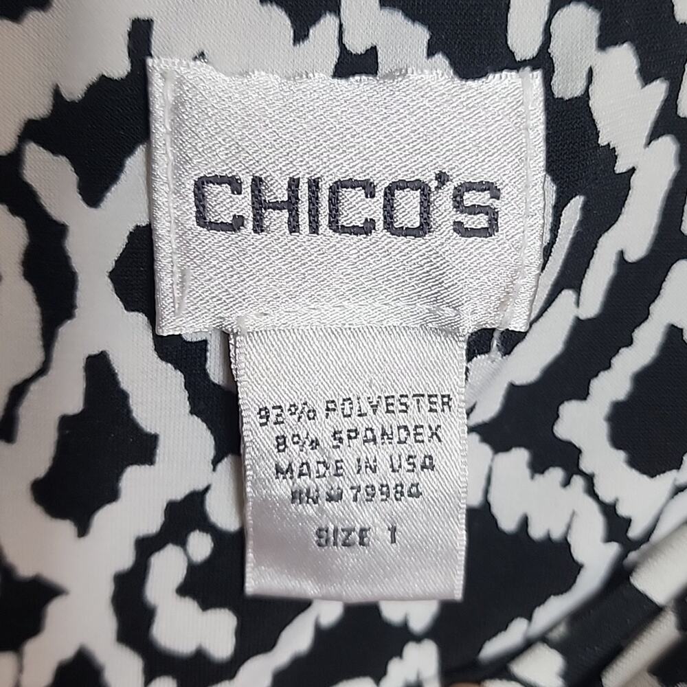 Chicos Size 1 Pull On Skirt, Black/White - Picture 5 of 5